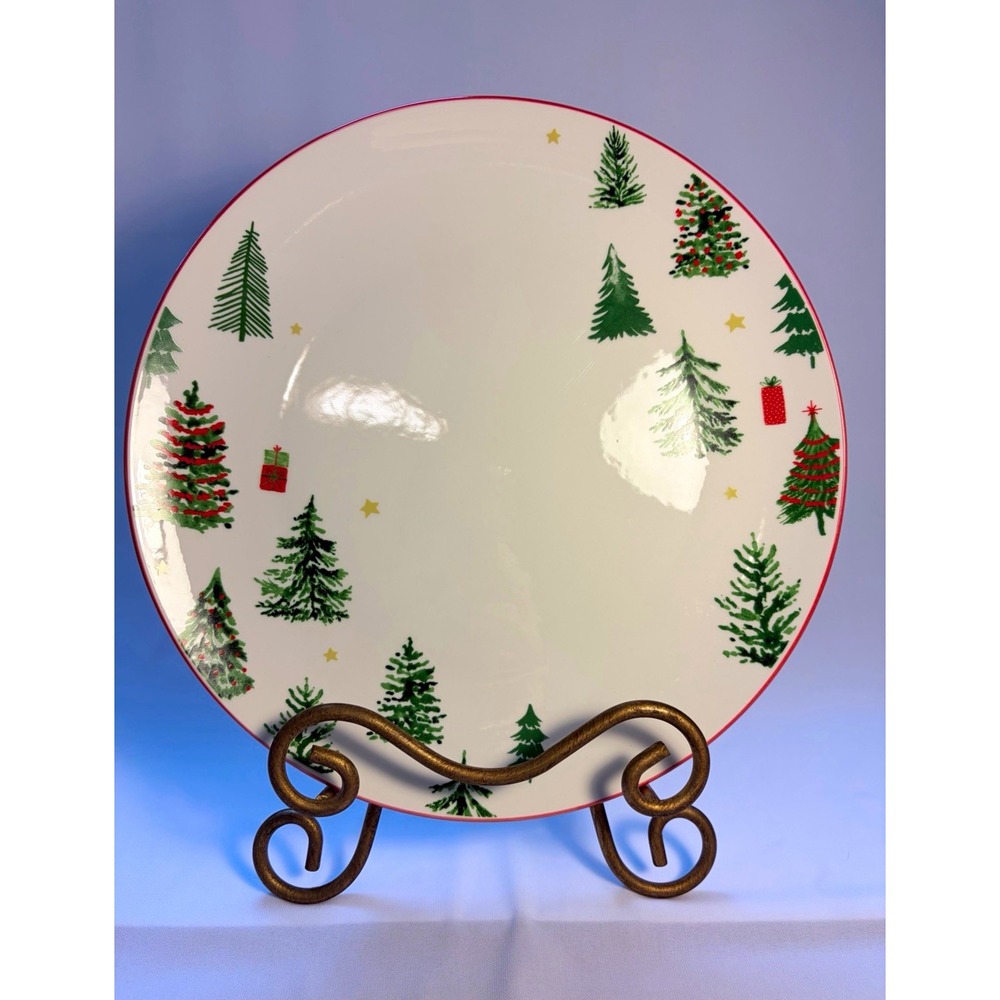 Set of 4 Oneida Merry & Bright Christmas Dinner Plates 10.5" Porcelain